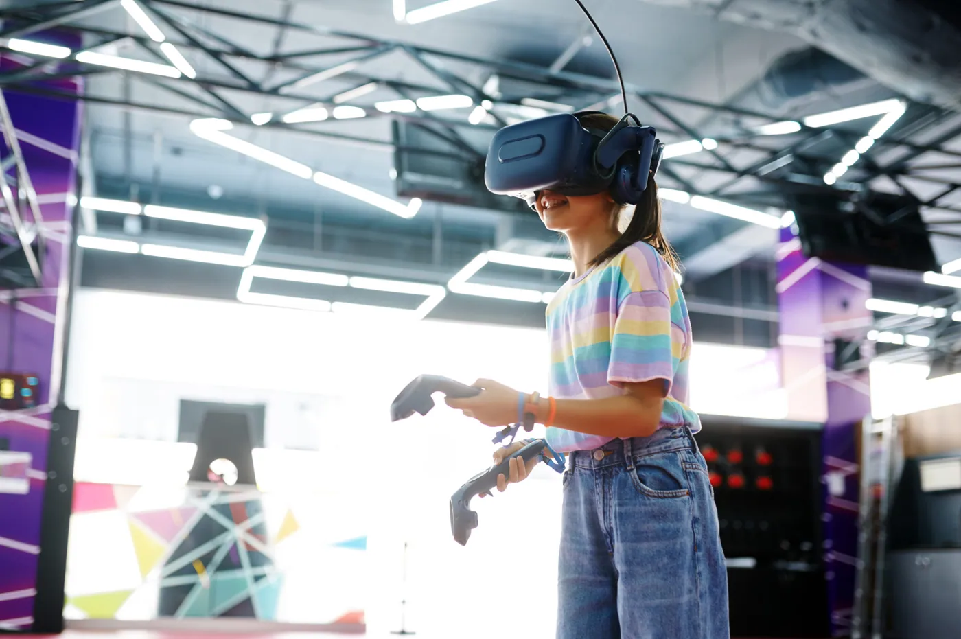 Girl with virtual reality glasses